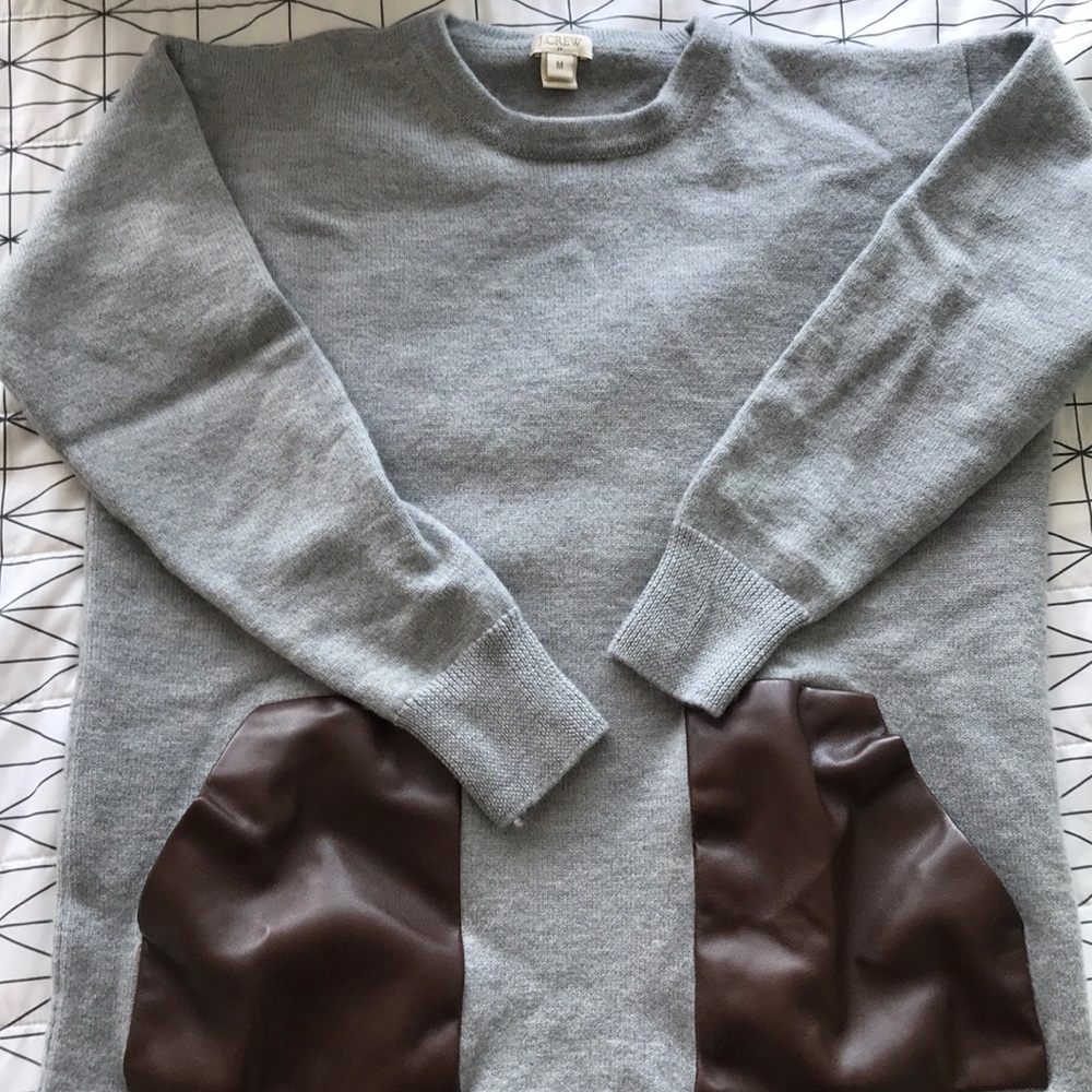 J Crew Leather pocket sweater